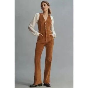 NWT Anthropologie Pilcro Buttondown Vest Corduroy Jumpsuit Size 6